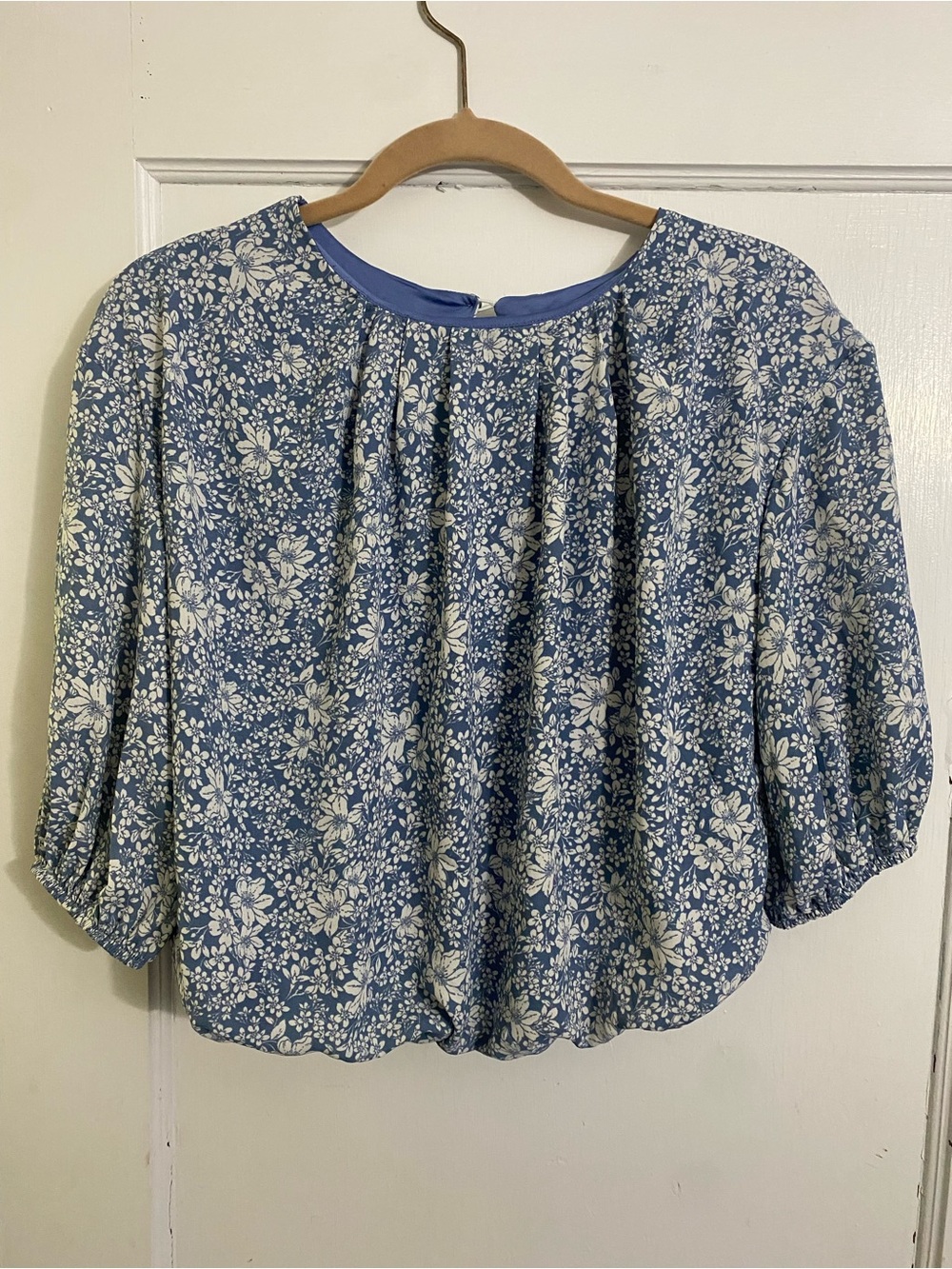 Sienna Sky Blue Floral Puff Sleeve Blouse